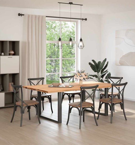 Esstisch Hellbraun 220x120x74 cm Massivholz Eiche Rechteckig