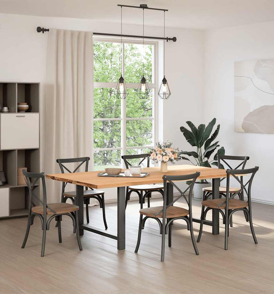 Esstisch Hellbraun 220x120x74 cm Massivholz Eiche Rechteckig