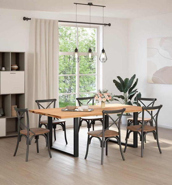 Esstisch Hellbraun 220x120x74 cm Massivholz Eiche Rechteckig