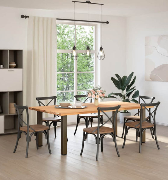 Esstisch Hellbraun 220x120x74 cm Massivholz Eiche Rechteckig