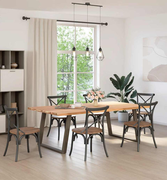 Esstisch Hellbraun 220x120x74 cm Massivholz Eiche Rechteckig
