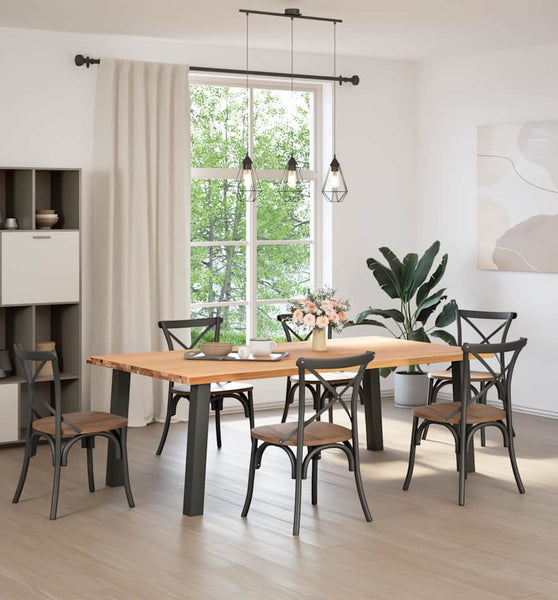 Esstisch mit Baumkanten 220x120x74 cm Massivholz Eiche Rechteck