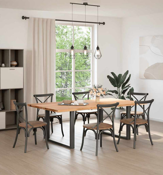 Esstisch mit Baumkanten 220x120x74 cm Massivholz Eiche Rechteck