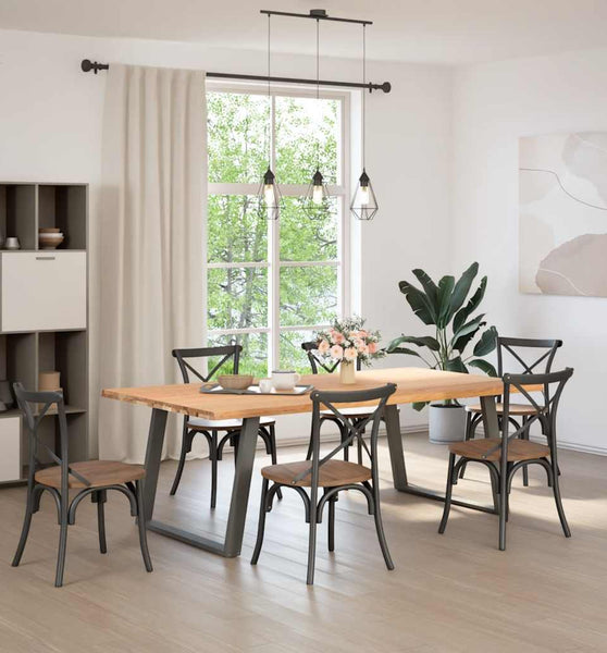 Esstisch mit Baumkanten 220x120x74 cm Massivholz Eiche Rechteck