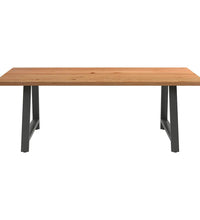 Esstisch mit Baumkanten 220x120x74 cm Massivholz Eiche Rechteck