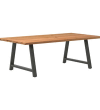 Esstisch mit Baumkanten 220x120x74 cm Massivholz Eiche Rechteck