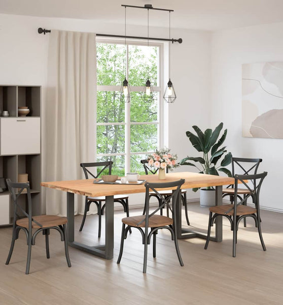 Esstisch mit Baumkanten 220x120x74 cm Massivholz Eiche Rechteck