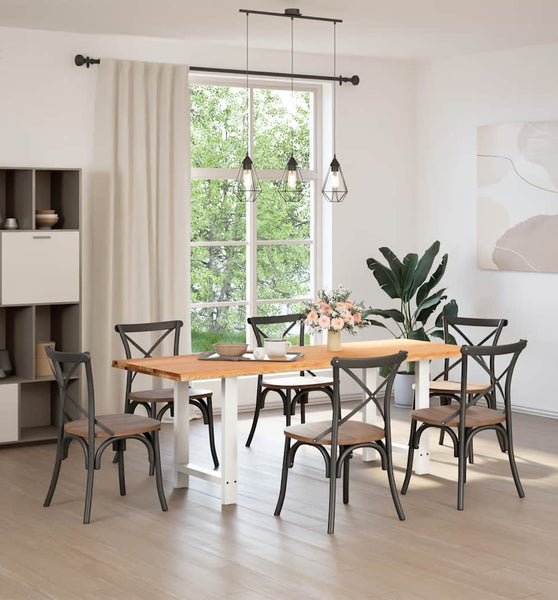 Esstisch mit Baumkanten 220x80x74 cm Massivholz Eiche