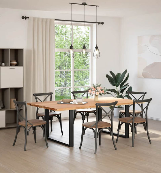 Esstisch mit Baumkanten 220x120x74 cm Massivholz Eiche Rechteck