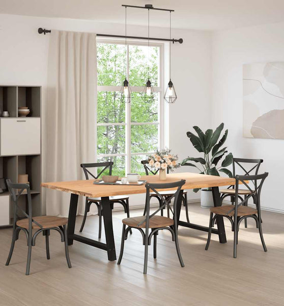 Esstisch mit Baumkanten 220x120x74 cm Massivholz Eiche Rechteck