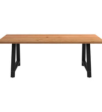 Esstisch mit Baumkanten 220x120x74 cm Massivholz Eiche Rechteck