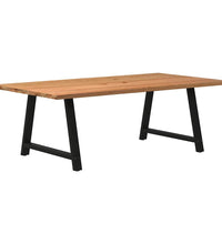 Esstisch mit Baumkanten 220x120x74 cm Massivholz Eiche Rechteck