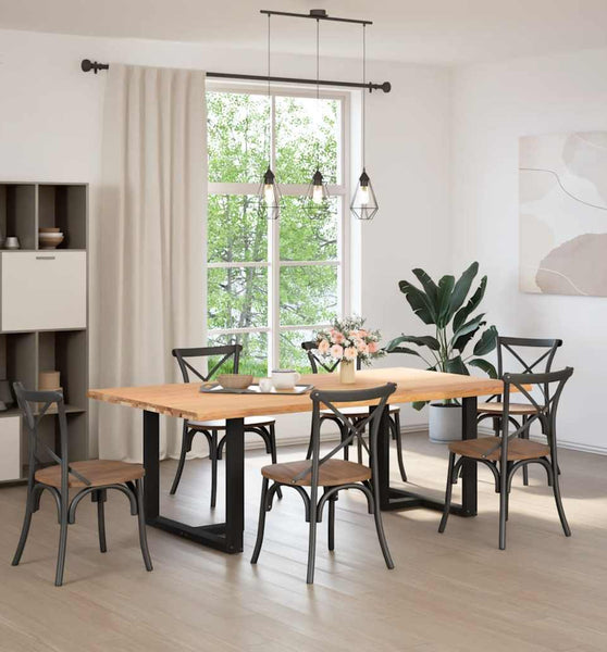 Esstisch mit Baumkanten 220x120x74 cm Massivholz Eiche Rechteck