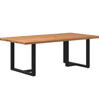 Esstisch mit Baumkanten 220x120x74 cm Massivholz Eiche Rechteck