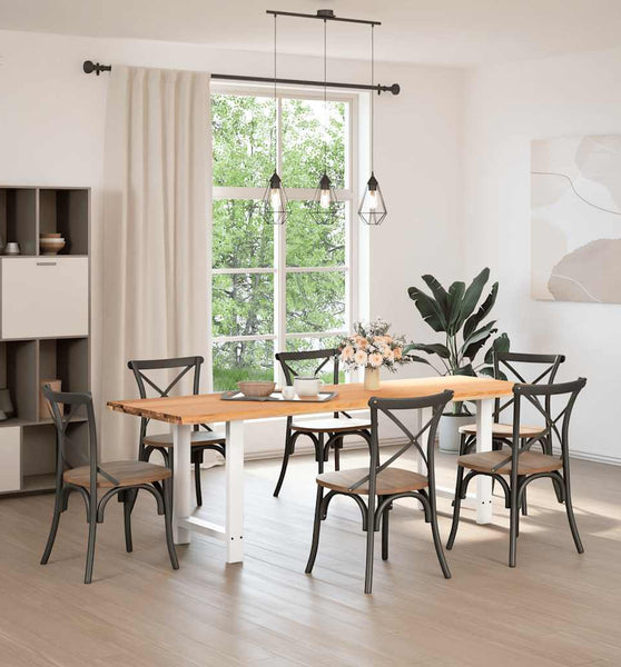 Esstisch mit Baumkanten 240x80x74cm Massivholz Eiche Rechteckig