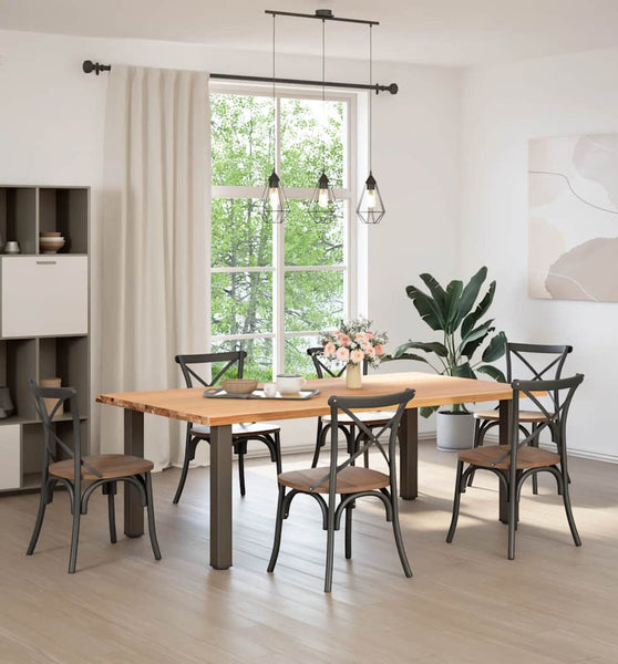 Esstisch mit Baumkanten 220x120x74 cm Massivholz Eiche Rechteck