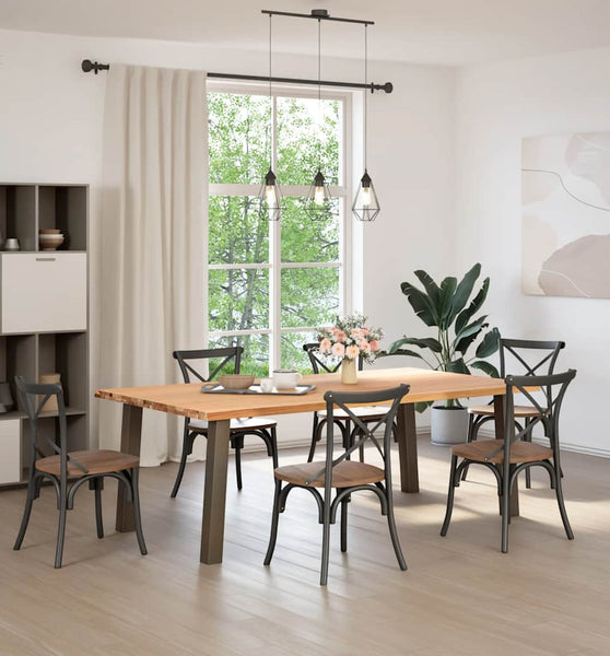 Esstisch mit Baumkanten 220x120x74 cm Massivholz Eiche Rechteck