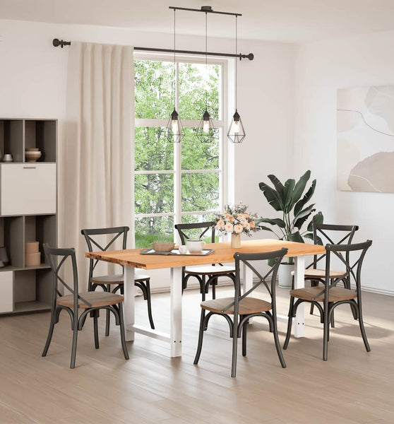 Esstisch mit Baumkanten 180x100x74 cm Massivholz Eiche Rechteck