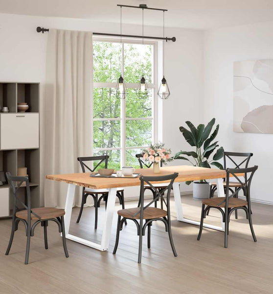 Esstisch mit Baumkanten 220x120x74 cm Massivholz Eiche Rechteck