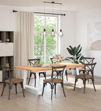 Esstisch mit Baumkanten 220x120x74 cm Massivholz Eiche Rechteck