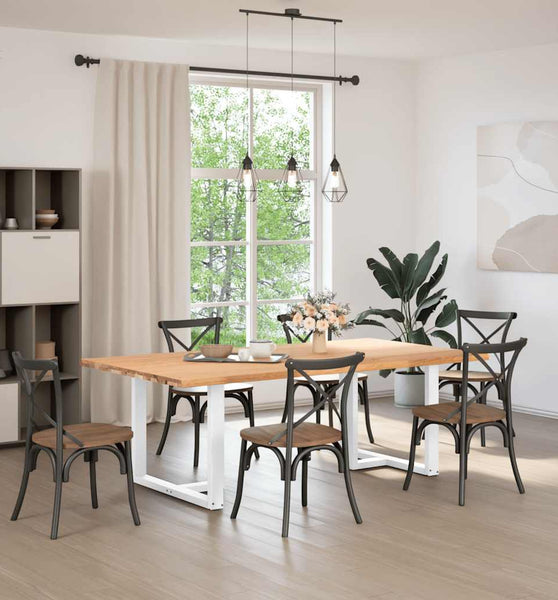 Esstisch mit Baumkanten 220x120x74 cm Massivholz Eiche Rechteck