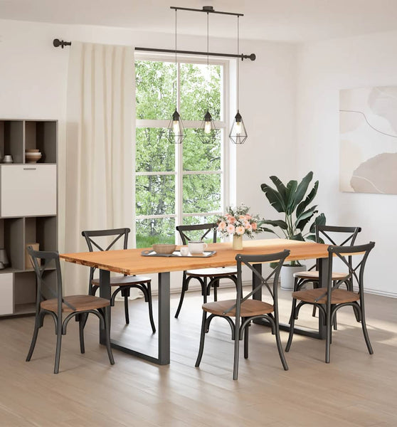 Esstisch Hellbraun 240x120x74 cm Massivholz Eiche Rechteckig