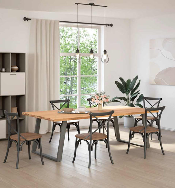 Esstisch Hellbraun 240x120x74 cm Massivholz Eiche Rechteckig