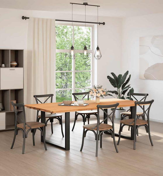 Esstisch Hellbraun 240x120x74 cm Massivholz Eiche Rechteckig