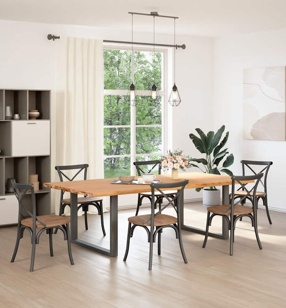 Esstisch mit Baumkanten 240x120x74 cm Massivholz Eiche Rechteck