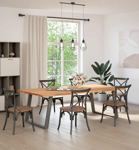 Esstisch mit Baumkanten 240x120x74 cm Massivholz Eiche Rechteck