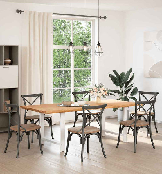 Esstisch mit Baumkanten 220x100x74 cm Massivholz Eiche Rechteck