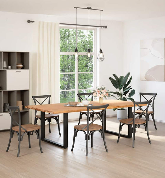 Esstisch mit Baumkanten 240x120x74 cm Massivholz Eiche Rechteck