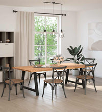 Esstisch mit Baumkanten 240x120x74 cm Massivholz Eiche Rechteck