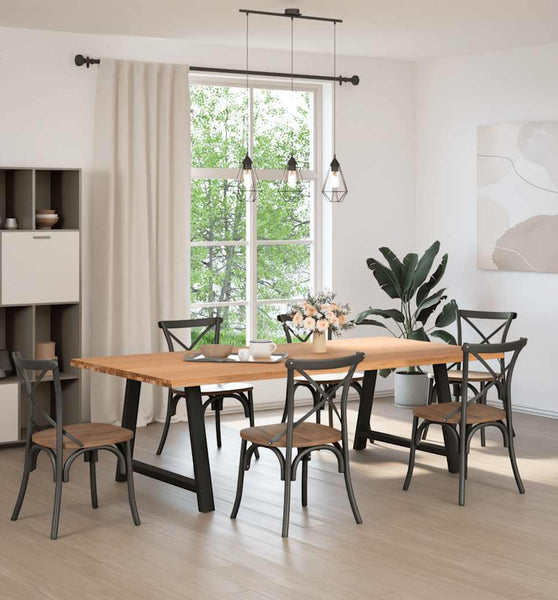 Esstisch mit Baumkanten 240x120x74 cm Massivholz Eiche Rechteck