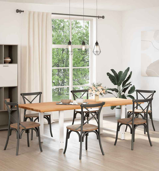 Esstisch mit Baumkanten 240x100x74 cm Massivholz Eiche Rechteck