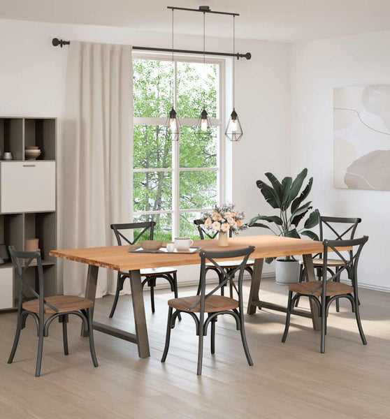 Esstisch mit Baumkanten 240x120x74 cm Massivholz Eiche Rechteck