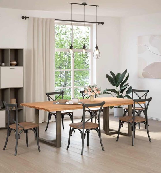 Esstisch mit Baumkanten 240x120x74 cm Massivholz Eiche Rechteck