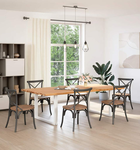 Esstisch mit Baumkanten 240x120x74 cm Massivholz Eiche Rechteck