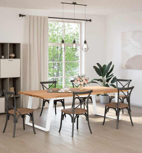 Esstisch mit Baumkanten 240x120x74 cm Massivholz Eiche Rechteck