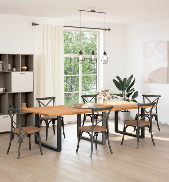 Esstisch Hellbraun 280x120x74 cm Massivholz Eiche Rechteckig