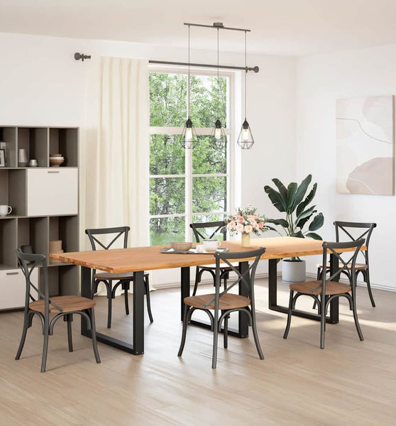 Esstisch Hellbraun 280x120x74 cm Massivholz Eiche Rechteckig