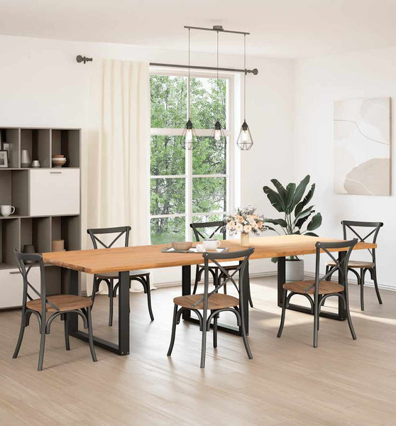 Esstisch Hellbraun 320x120x74 cm Massivholz Eiche Rechteckig