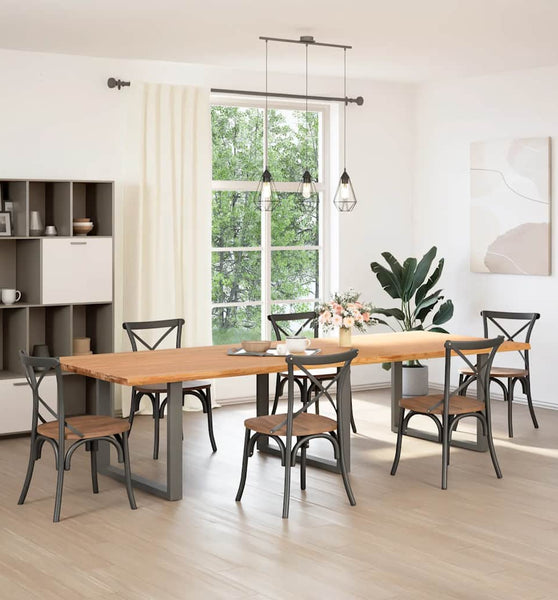 Esstisch Hellbraun 320x120x74 cm Massivholz Eiche Rechteckig