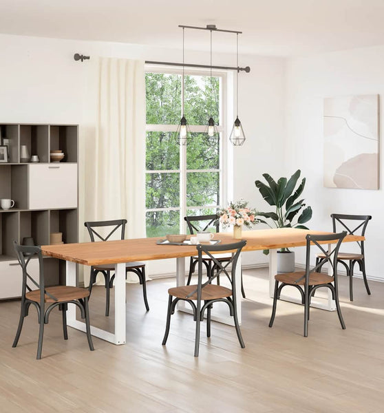 Esstisch Hellbraun 320x120x74 cm Massivholz Eiche Rechteckig