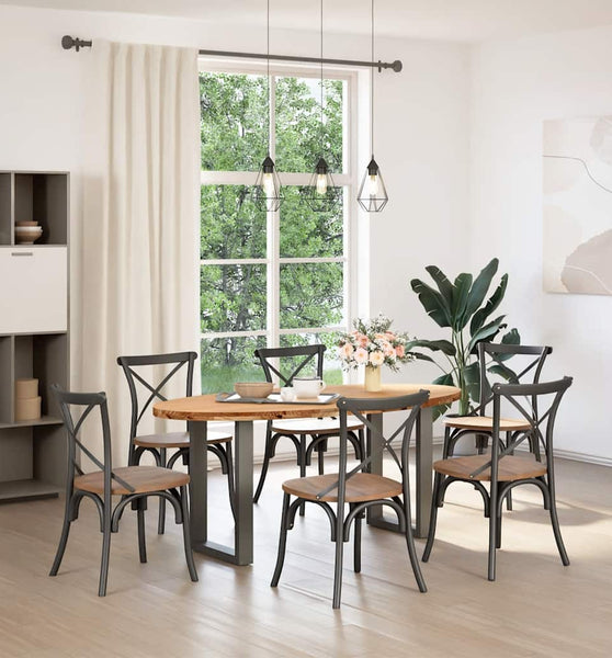 Esstisch Hellbraun 180x90x74 cm Massivholz Eiche Oval