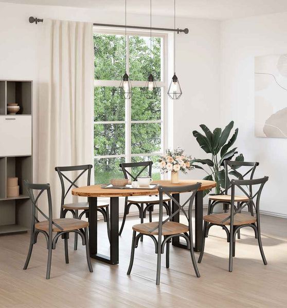Esstisch Hellbraun 180x90x74 cm Massivholz Eiche Oval