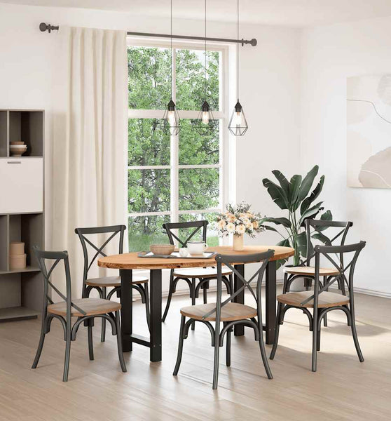 Esstisch Hellbraun 180x90x74 cm Massivholz Eiche Oval