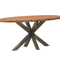 Esstisch Hellbraun 180x90x74 cm Massivholz Eiche Oval