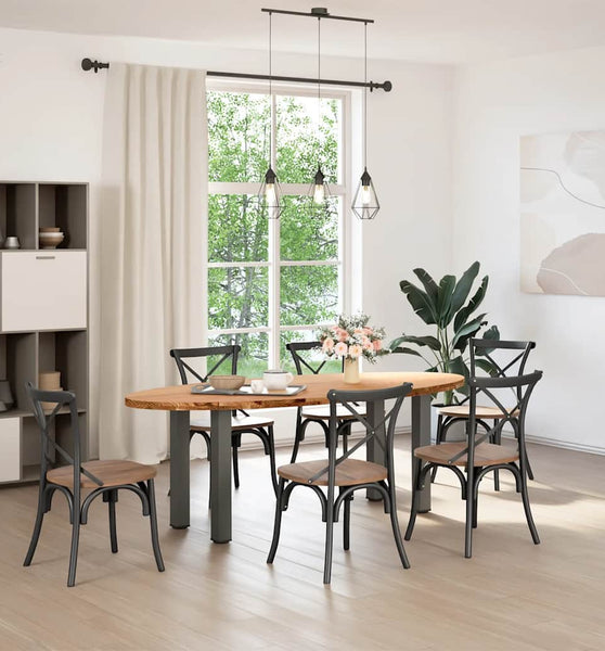 Esstisch Hellbraun 220x100x74 cm Massivholz Eiche Oval