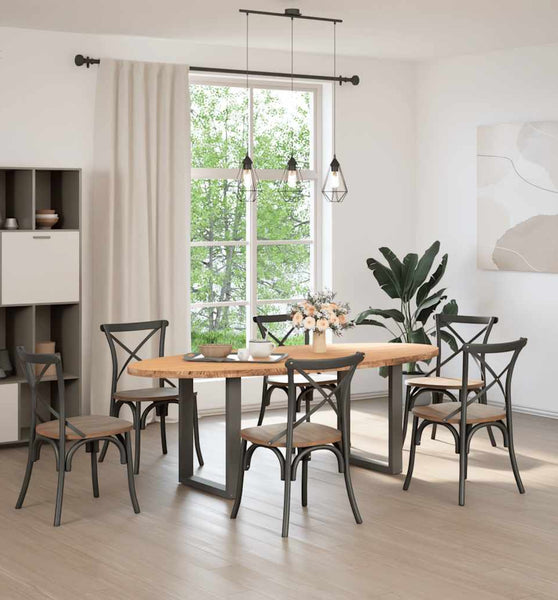 Esstisch Hellbraun 220x100x74 cm Massivholz Eiche Oval